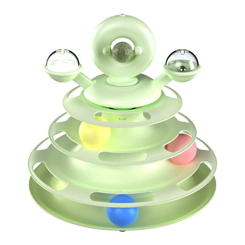 4 Levels Cat Toy Tower Turntable Roller Balls