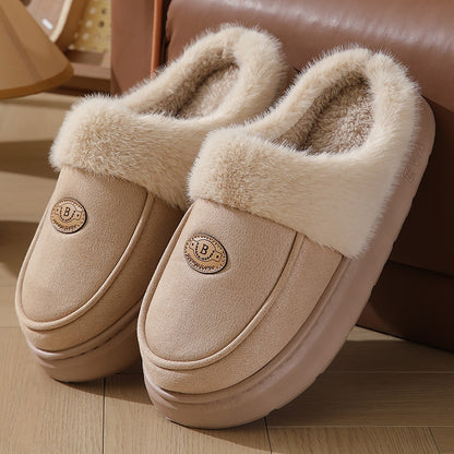 Plush Slippers For Men Casual  Warm Suede House Shoes