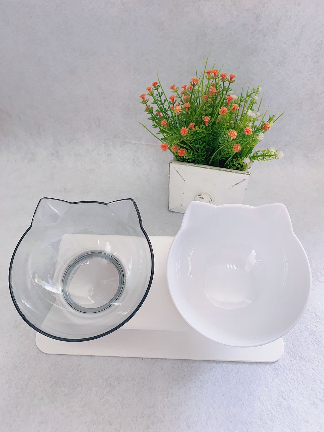 Non Slip Double Dog/Cat Bowl With Raised Stand