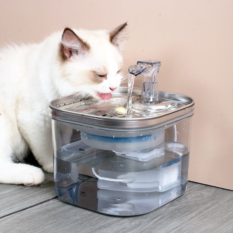 Cat Dog Stainless Steel Automatic Circulation Water Fountain  Dispenser
