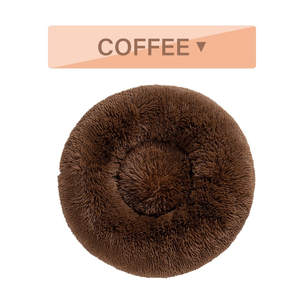 Fluffy Donut Dog Bed  Warm Soft Long Plush