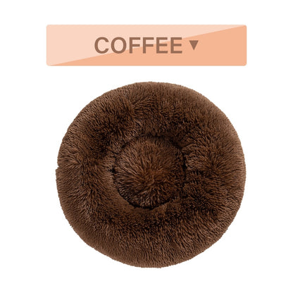 Fluffy Donut Dog Bed  Warm Soft Long Plush