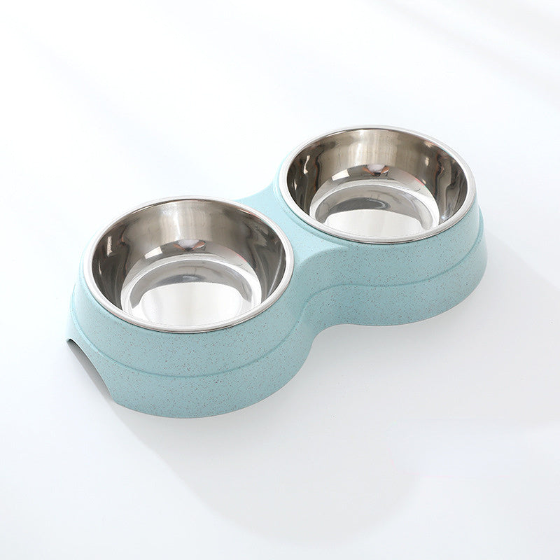 Double Pet Bowls Stainless Steel Pet Drinking Dish Feeder Cat Puppy Small Dog
