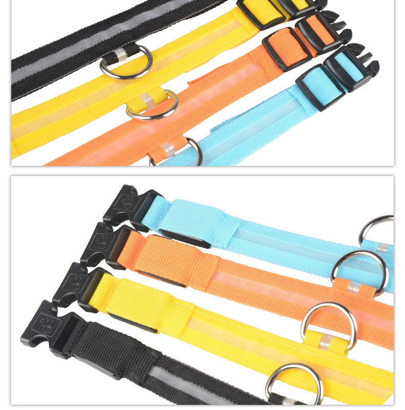Nylon LED Pet Luminous Collar  Flashing Glow in Dark