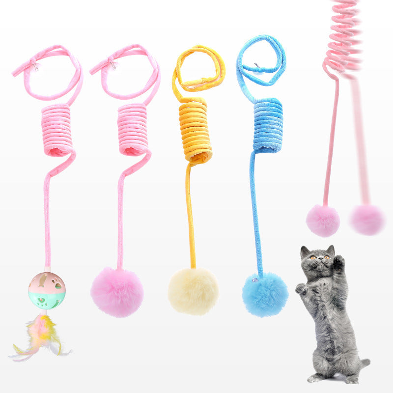 Cat Toy Self-Hi Sucker Spring Rabbit Hair Ball Interactive
