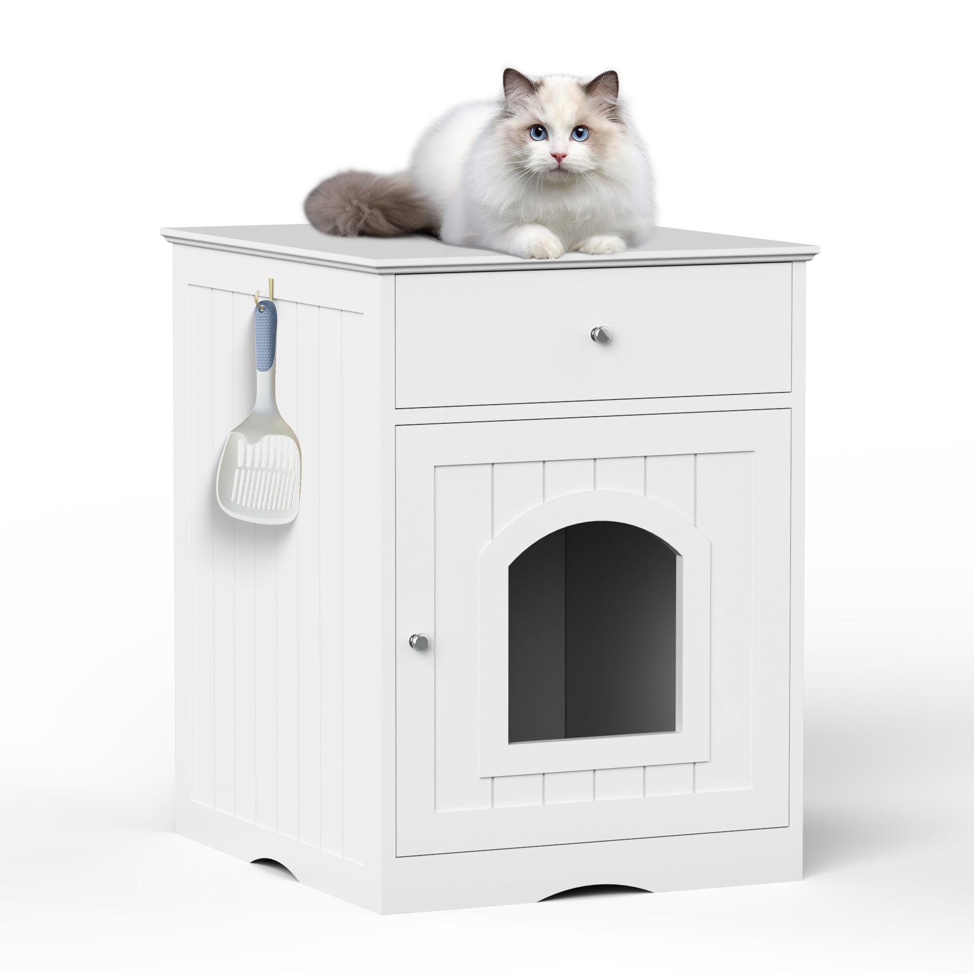 Wooden Pet House Litter Box With Drawers