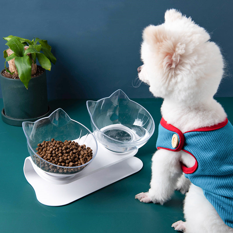 Inclined Food Cat/Dog Oblique Mouth Transparent Pet Bowl