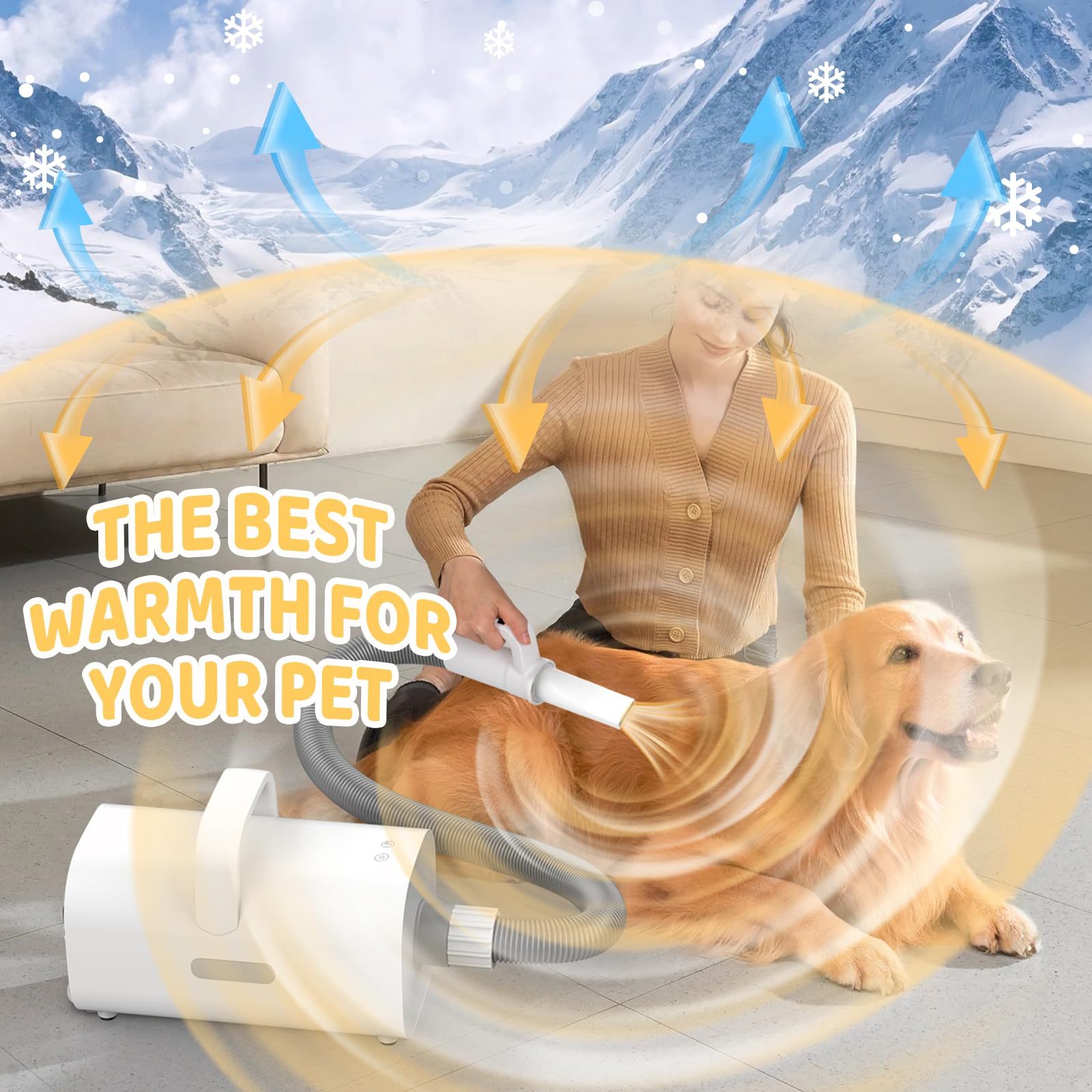 Pet Hair Dryer, 4-in-1 Smart Handle Pet Hair Dryer, 90 Ms High-speed Negative Ion Pet Hair Dryer