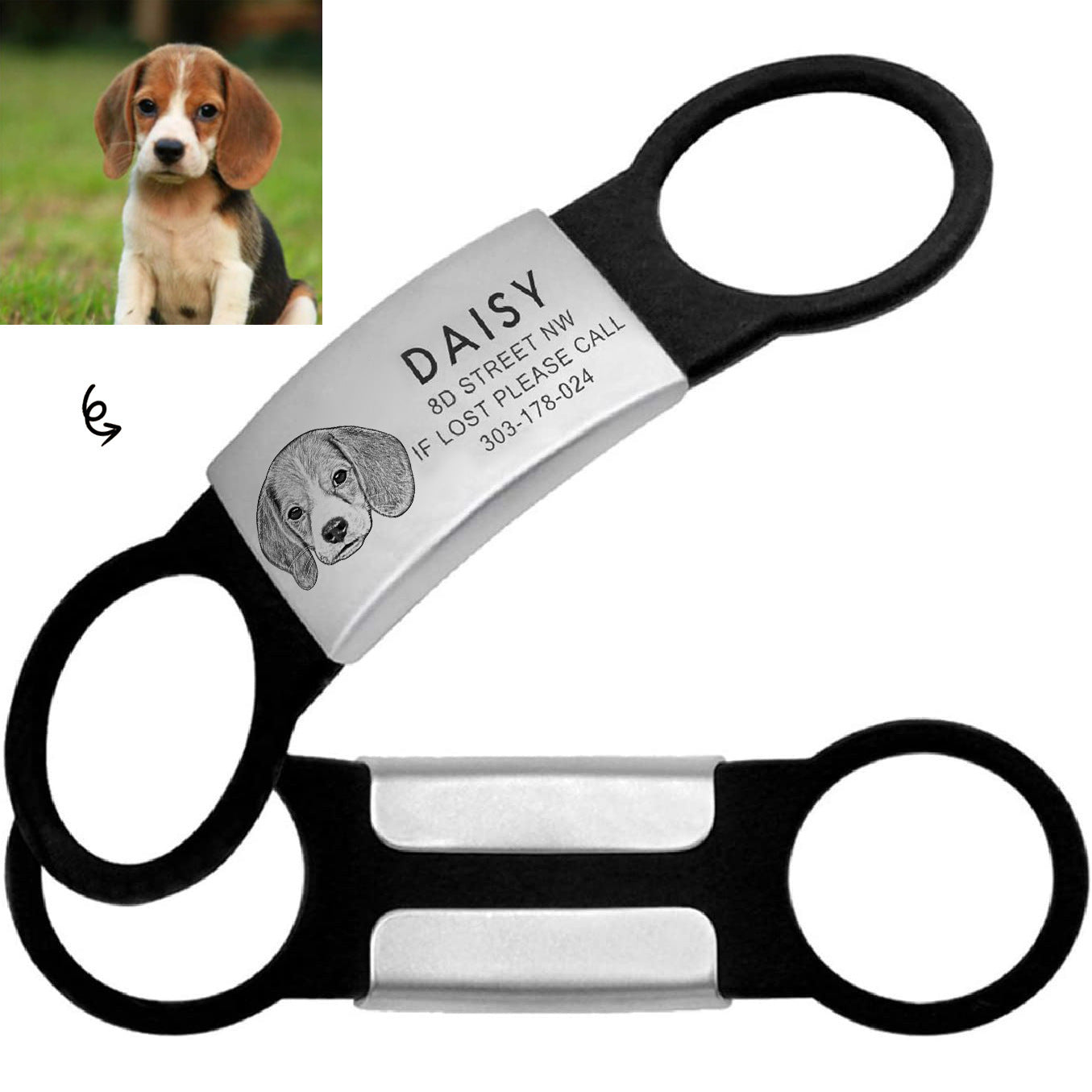 Pet Tag Lettering Dog Collar Bell