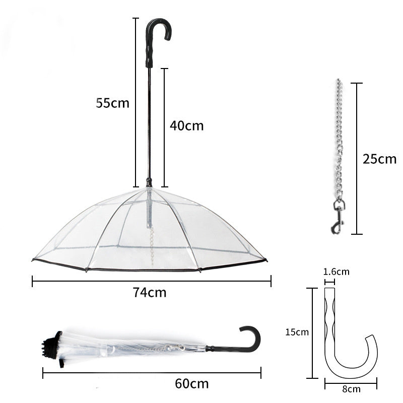 Dog's Transparent Umbrella With Chain