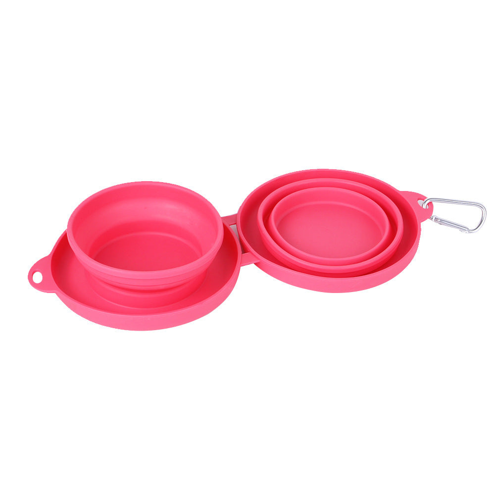 Rubber Foldable Double Feeding Bowl