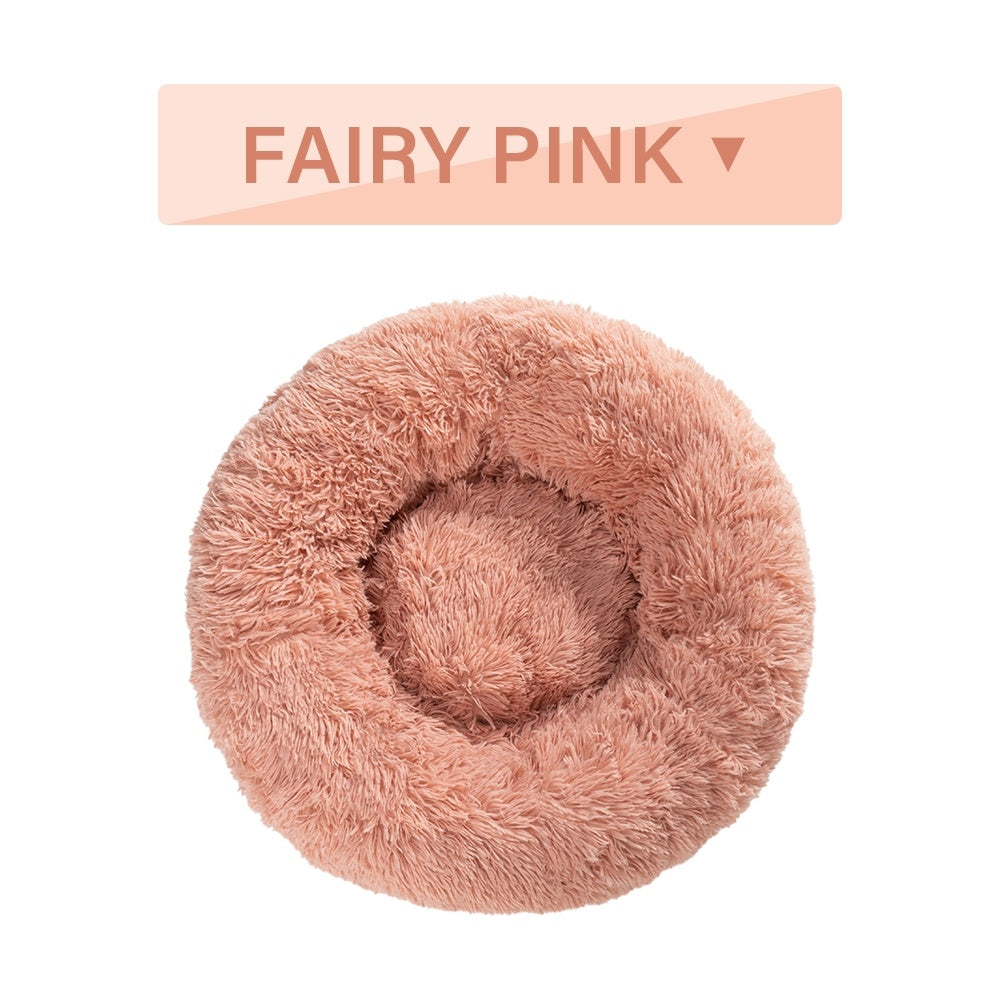 Fluffy Donut Dog Bed  Warm Soft Long Plush