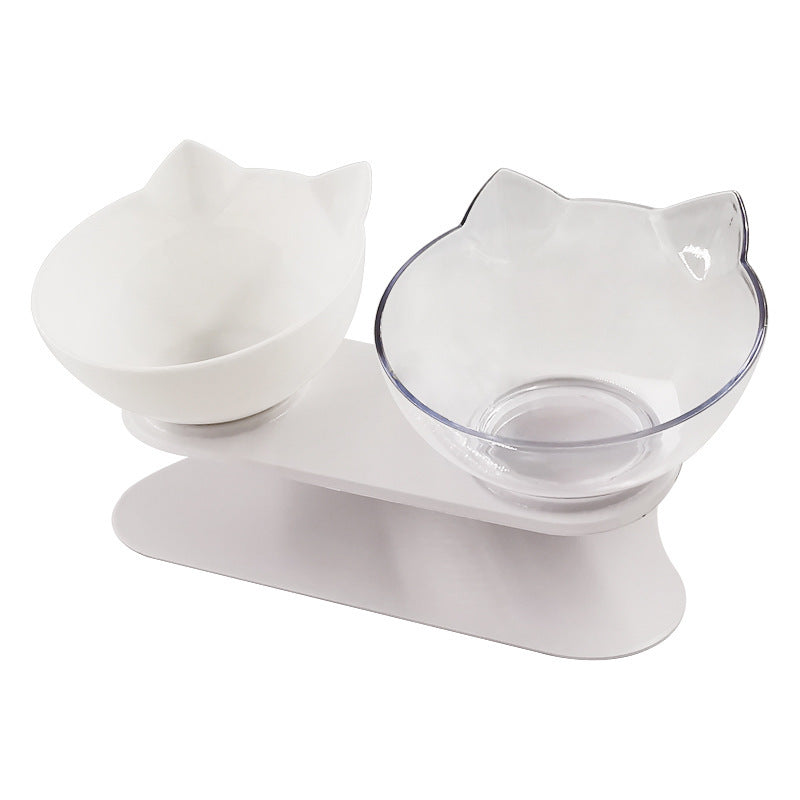 Inclined Food Cat/Dog Oblique Mouth Transparent Pet Bowl