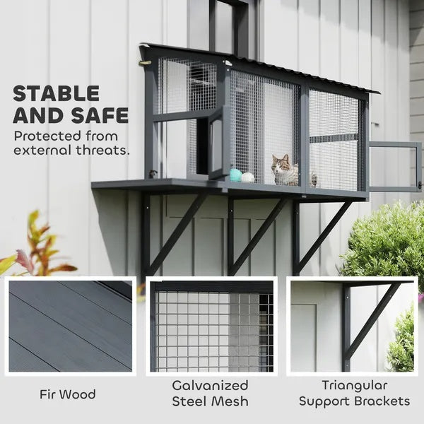 Outdoor Cat Enclosure Window Perch With Jumping Platform