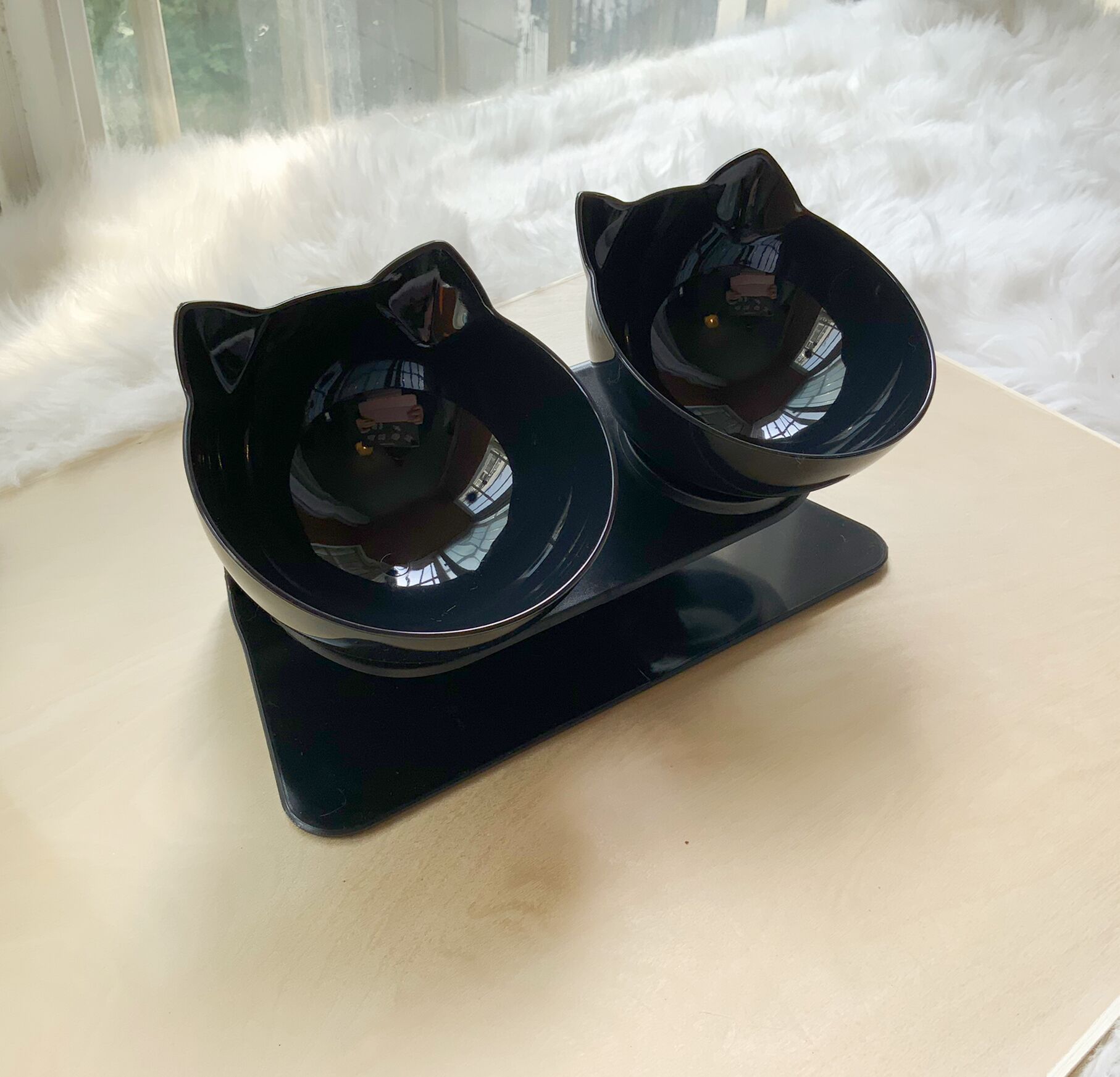 Non Slip Double Dog/Cat Bowl With Raised Stand