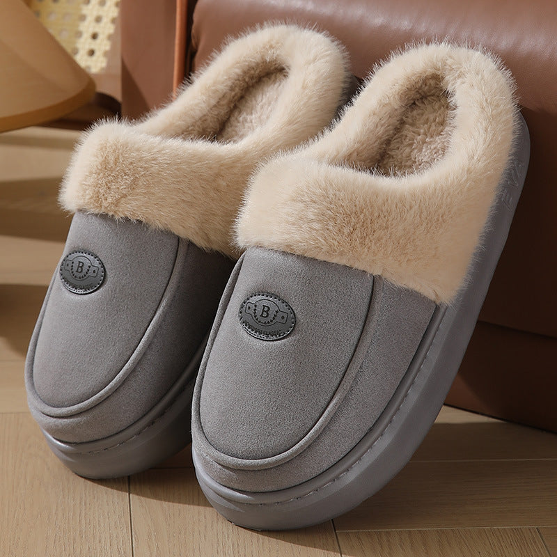 Plush Slippers For Men Casual  Warm Suede House Shoes