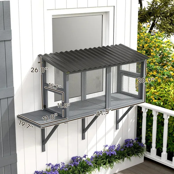 Outdoor Cat Enclosure Window Perch With Jumping Platform