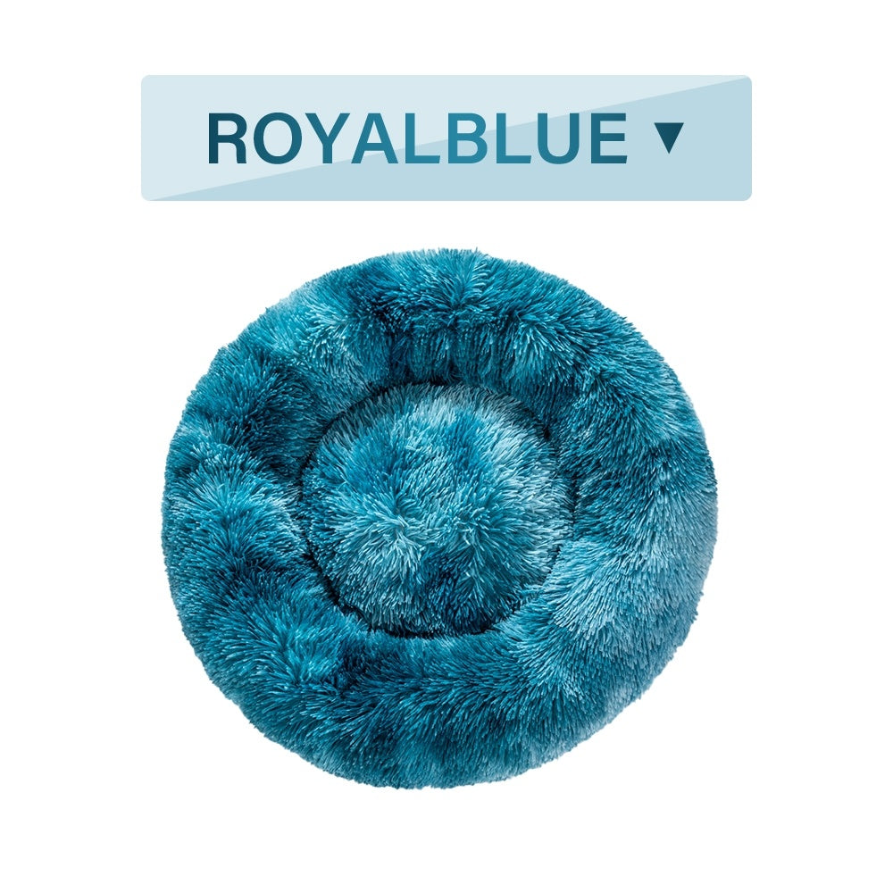 Fluffy Donut Dog Bed  Warm Soft Long Plush