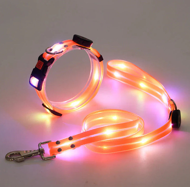 LED Collar Rechargeable Nylon Tow Rope