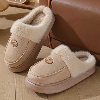 Plush Slippers For Men Casual  Warm Suede House Shoes