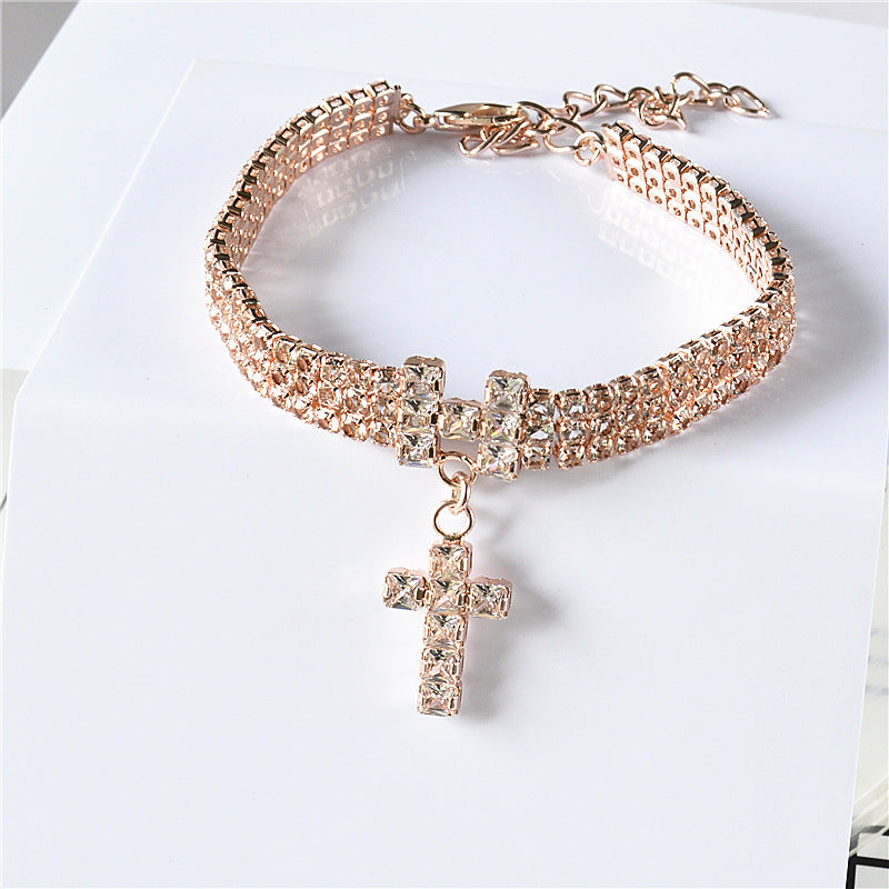 Pet Necklace/Cross Zircon  Diamond Cat And Dog Jewelry